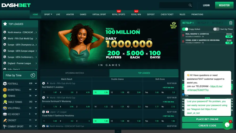 Official site of the bookmaker DASH BET